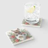 Kerstmok Ezel Stenen Onderzetter (Zijkant)