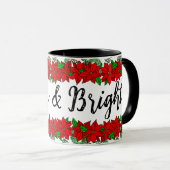 kerstMok | Merry en Bright Pine en Berries Mok (Voorkant rechts)