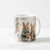 Kerstmok met afbeelding van leuke konijntjes koffiemok (Voorkant rechts)