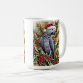 Kerstmok met Afrikaanse Grijze Papegaai Koffiemok (Voorkant rechts)