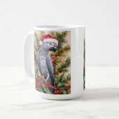 Kerstmok met Afrikaanse Grijze Papegaai Koffiemok (Voorkant links)