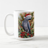 Kerstmok met Afrikaanse Grijze Papegaai Koffiemok (Links)