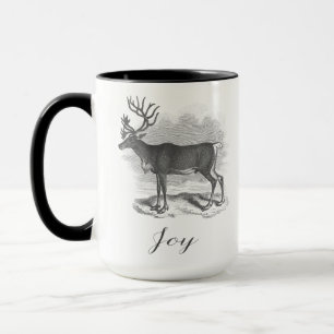 Kerstmok met antieke hertenetsing zegt Vrolijk Mok