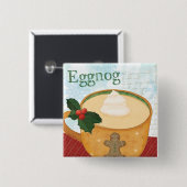 kerstMok met Eggnog Vierkante Button 5,1 Cm (Voorkant /achterkant)