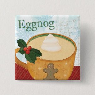 kerstMok met Eggnog Vierkante Button 5,1 Cm