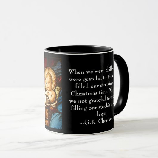 kerstMok met G.K. Chesterton quote Mok (Voorkant rechts)