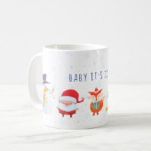 kerstmok met kerstman en schattige diervrienden koffiemok (Voorkant links)