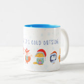 kerstmok met kerstman en schattige diervrienden tweekleurige koffiemok (Voorkant rechts)