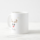 Kerstmok met op maat gemaakte naam en rendiergezic koffiemok (Voorkant links)