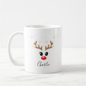 Kerstmok met op maat gemaakte naam en rendiergezic koffiemok (Links)