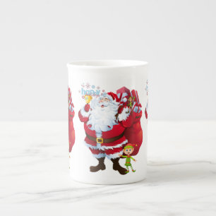 kerstMok, Prettige feestdagen, kerstman Porselein Kop