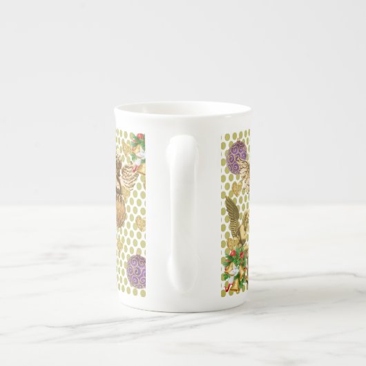 kerstMok, , prettige kerstengel Porselein Kop (Achterkant)