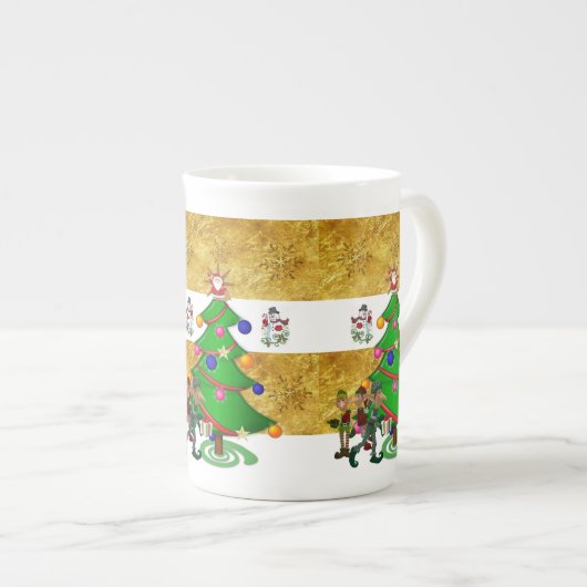 kerstMok, , prettige kerstman Porselein Kop (Voorkant rechts)