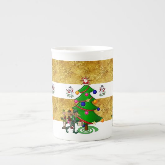 kerstMok, , prettige kerstman Porselein Kop (Voorkant)