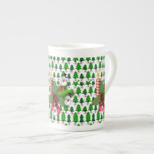 kerstMok, , prettige kerstman Porselein Kop (Voorkant rechts)