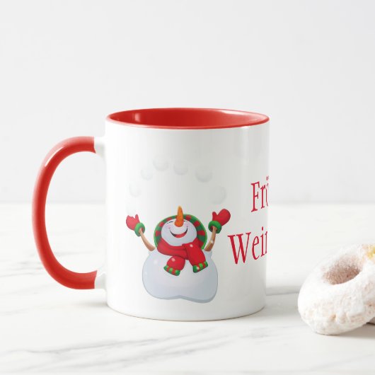 kerstMok-Snowman-Frohliche Weihnachten Mok (Met donut)