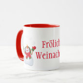 kerstMok-Snowman-Frohliche Weihnachten Mok (Voorkant links)