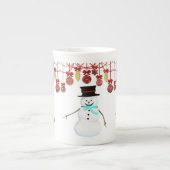 kerstMok Snowman Porselein Kop (Voorkant)