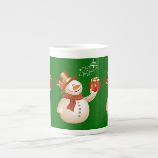 kerstMok Snowman Porselein Kop (Voorkant)