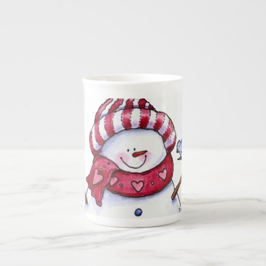 kerstMok Snowman Porselein Kop (Voorkant)