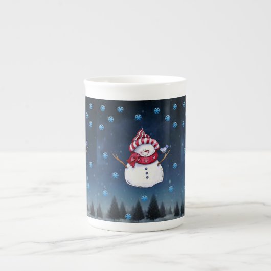 kerstMok Snowman Porselein Kop (Voorkant)