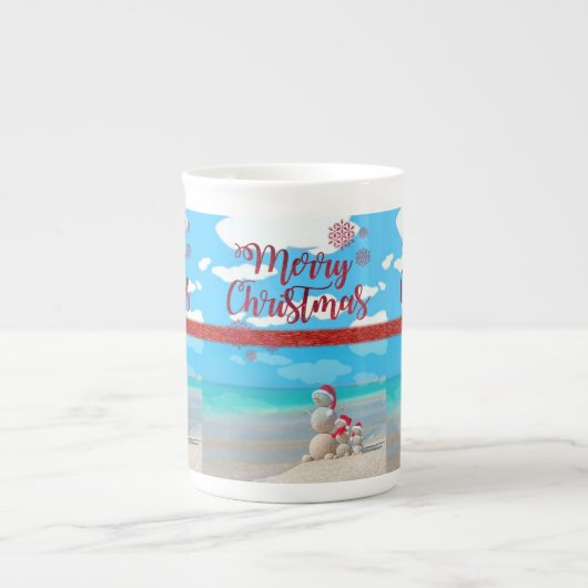 kerstMok Snowman Porselein Kop (Voorkant)