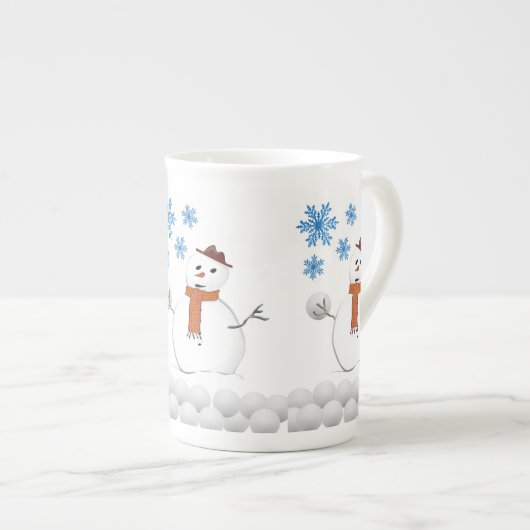 kerstMok Snowman Porselein Kop (Voorkant rechts)