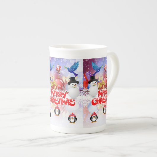 kerstMok Snowman Porselein Kop (Voorkant rechts)