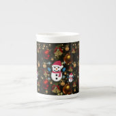 kerstMok Snowman Porselein Kop (Voorkant)
