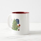 Kerstmok Tweekleurige Koffiemok (Voorkant links)