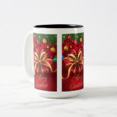 Kerstmok Tweekleurige Koffiemok (Voorkant links)