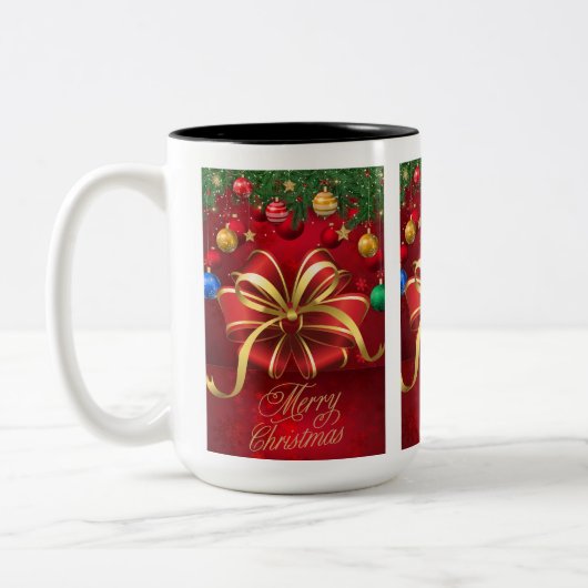 Kerstmok Tweekleurige Koffiemok (Links)