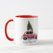 Kerstmok Vintage Rode Auto Mok (Links)