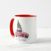 Kerstmok Vintage Rode Auto Mok (Voorkant links)
