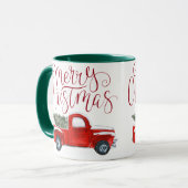 Kerstmok Vintage Rode Truck Mok (Voorkant links)