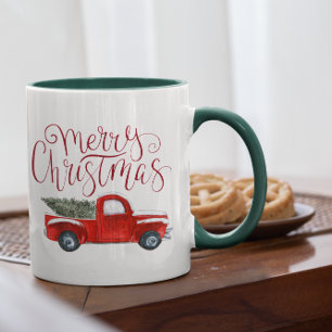 Kerstmok Vintage Rode Truck Mok