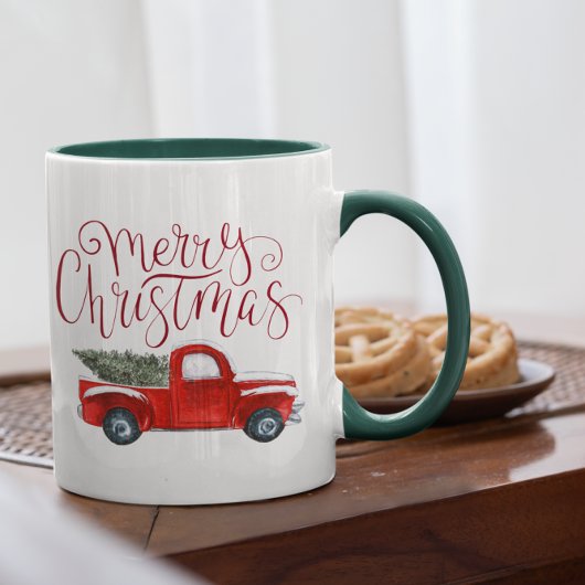 Kerstmok Vintage Rode Truck Mok