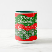 Kerstmok - Witte Ornamenten & Prettig Kerstfeest Mok (Midden)