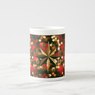 Kerstmoker, Kerstkaars, Prettig Kerstfeest Porselein Kop