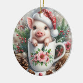Kerstmoker Varken Keramisch Ornament (Links)