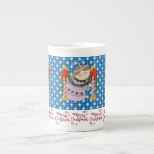 Kerstmoker, vintage, Prettig kerstfeest engel Porselein Kop