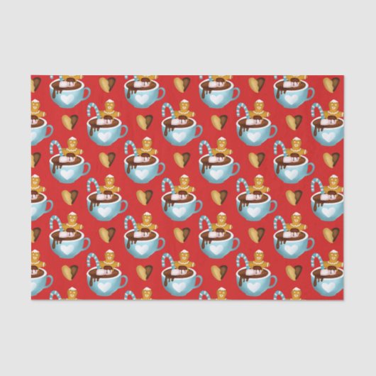 kerstMokken met warme chocolade en koekjes Tissuepapier (Voorkant)