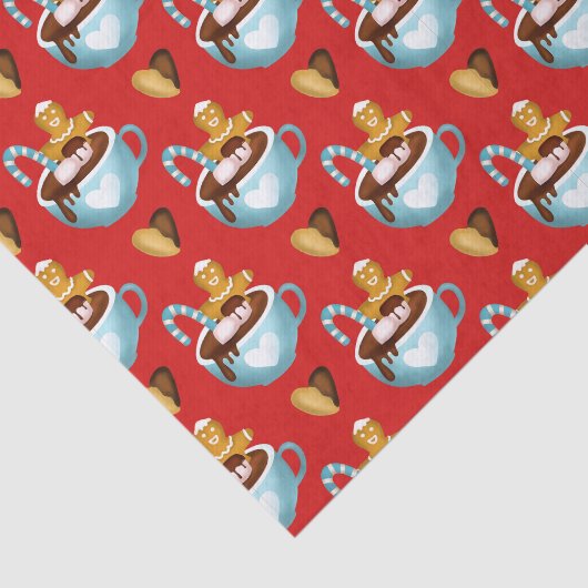 kerstMokken met warme chocolade en koekjes Tissuepapier (Detail)