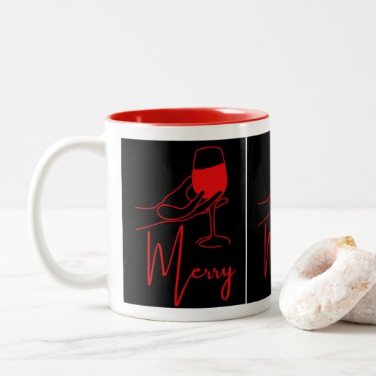 Kerstmokken Tweekleurige Koffiemok (Met donut)