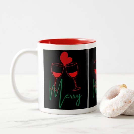 Kerstmokken Tweekleurige Koffiemok (Met donut)