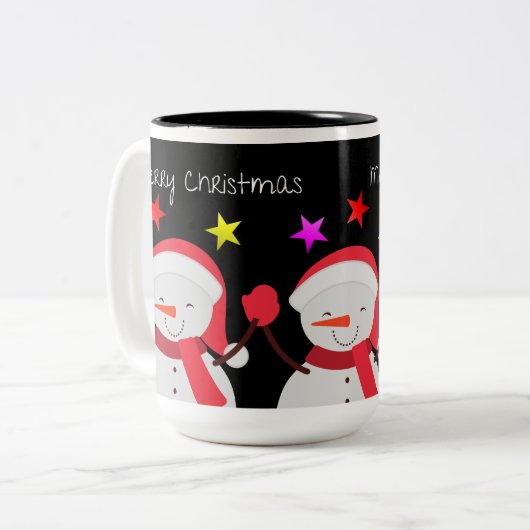 kerstmokken tweekleurige koffiemok (Voorkant links)