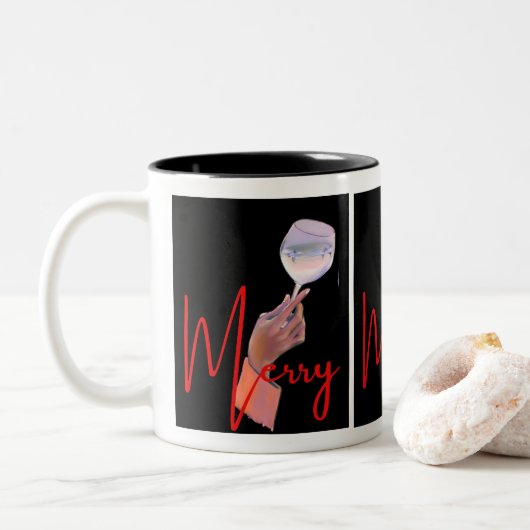 Kerstmokken Tweekleurige Koffiemok (Met donut)