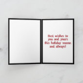 Kerstmona Lisa met kerstman Feestdagen Kaart (Binnen)