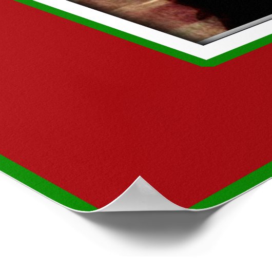 Kerstmona Lisa met kerstman Poster (Hoek)