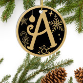 Kerstmonogram A Gold Black Keramisch Ornament